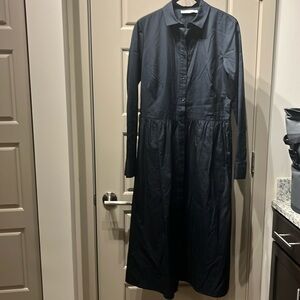 Vince %100 Cotton Button Down Shirt Dress, Long Sleeve, Black, Size XS